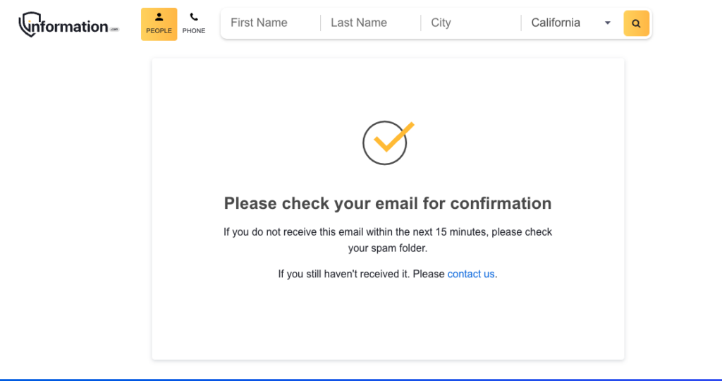 Information.com check your email for confirmation