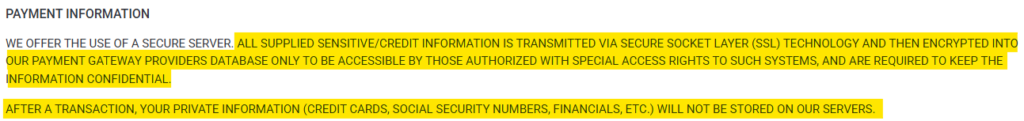 Booksi payment information security