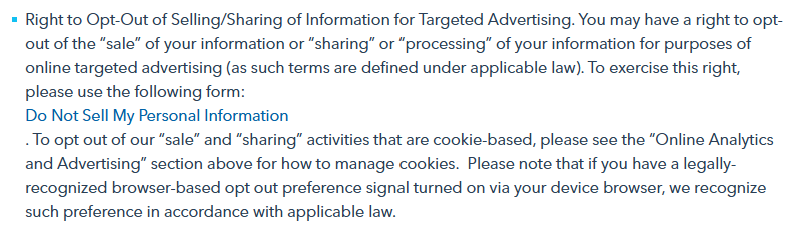 Convex 'Do Not Sell My Personal Information' link