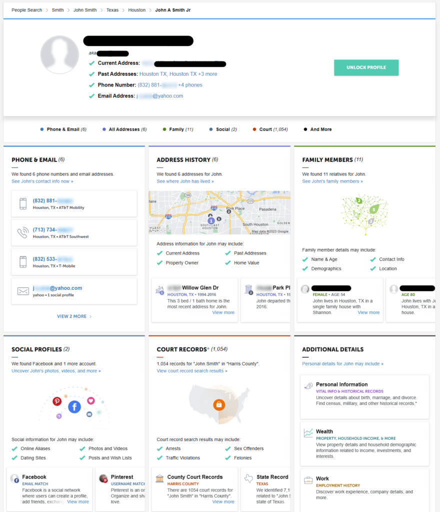 Data broker profile