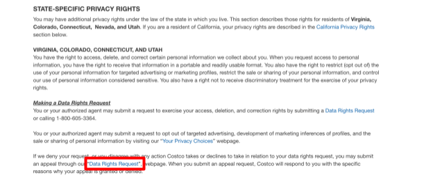 Costco privacy policy
