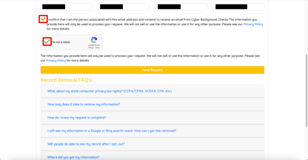Cyber Background Checks removal form