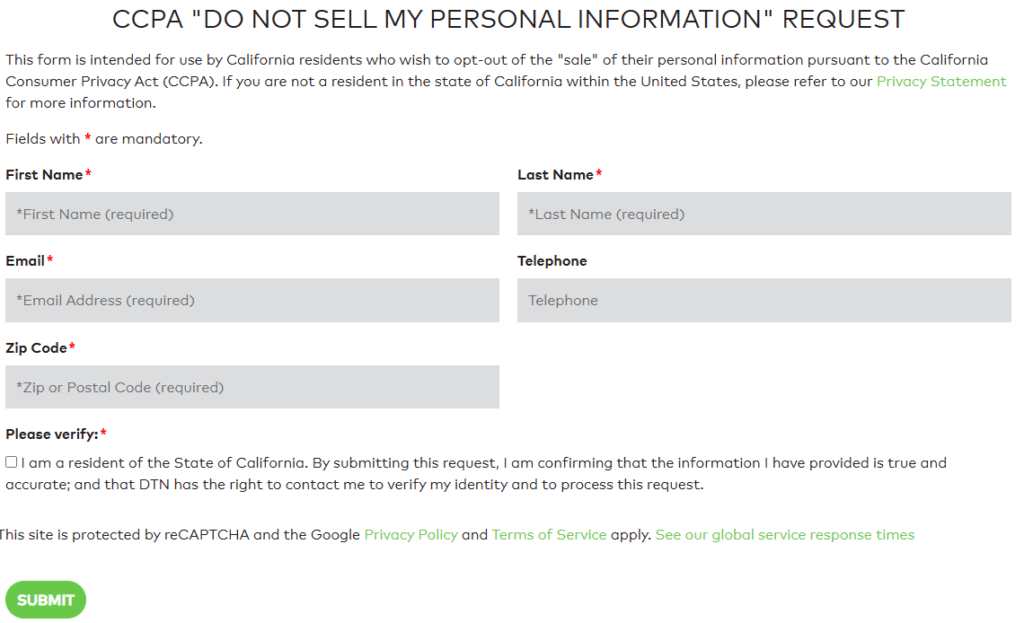 DTN opt out form