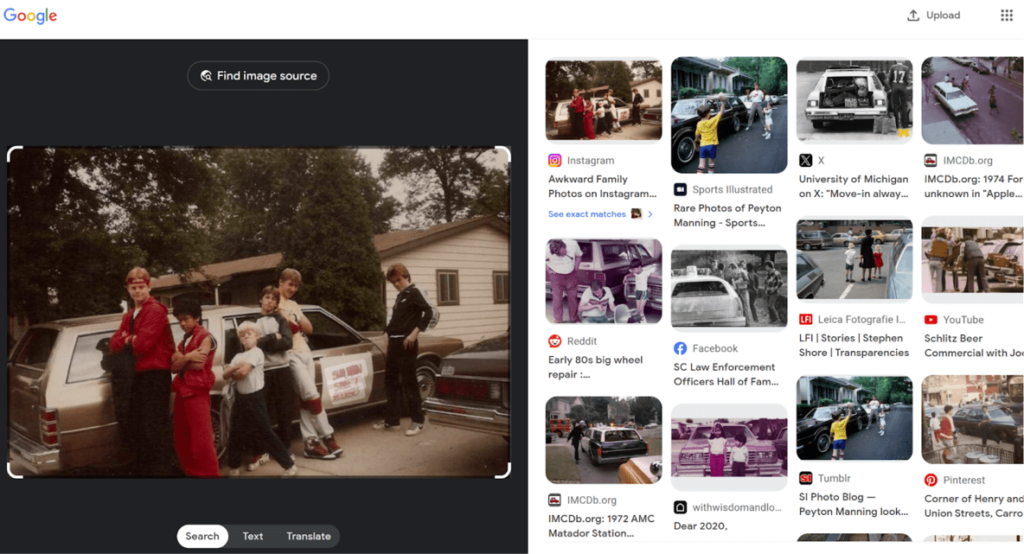 Google Lens results