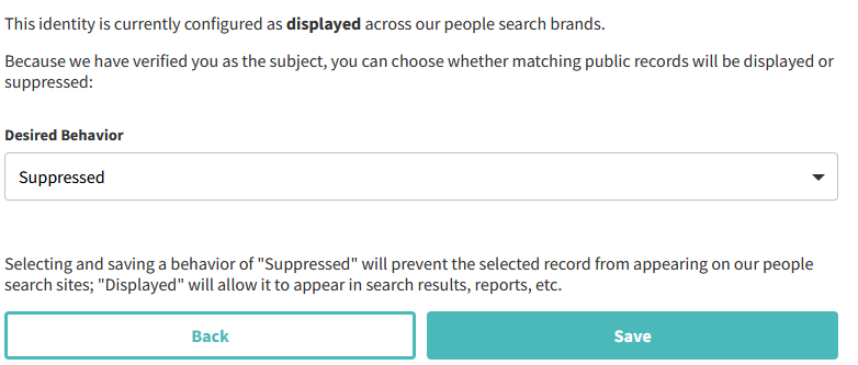 Intelius (and AnyWho) opt out - change your identity from displayed to suppressed