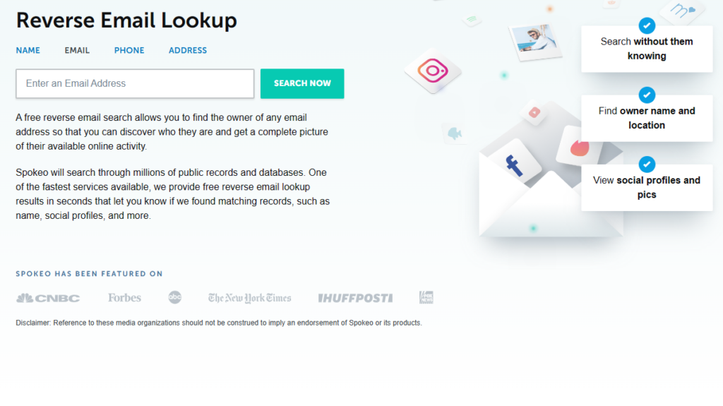 Data broker reverse email lookup feature