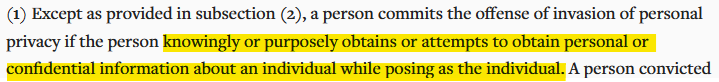 Montana criminal invasion of personal privacy