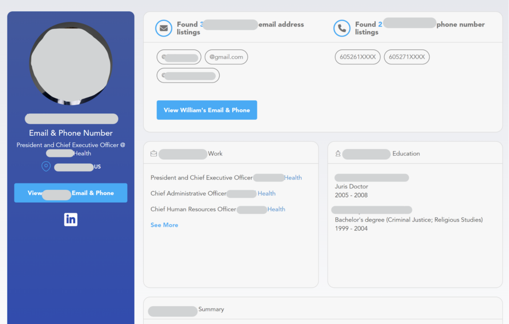Data broker profile