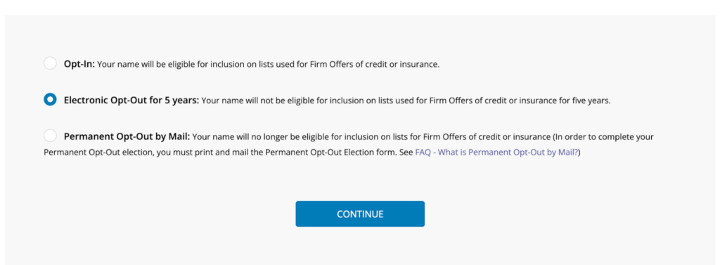 Optoutprescreen.com opt out options