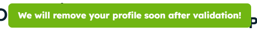 MyFlashCloud "We will remove your profile soon after validation"