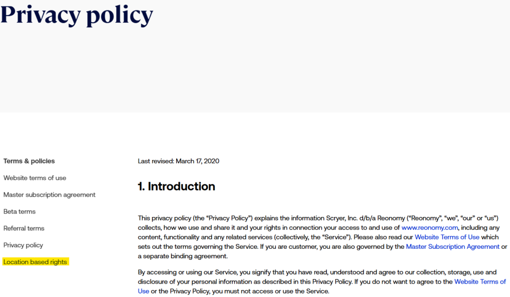 Reonomy privacy policy