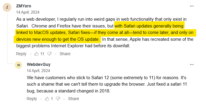 Safari vs Chrome forum discussion