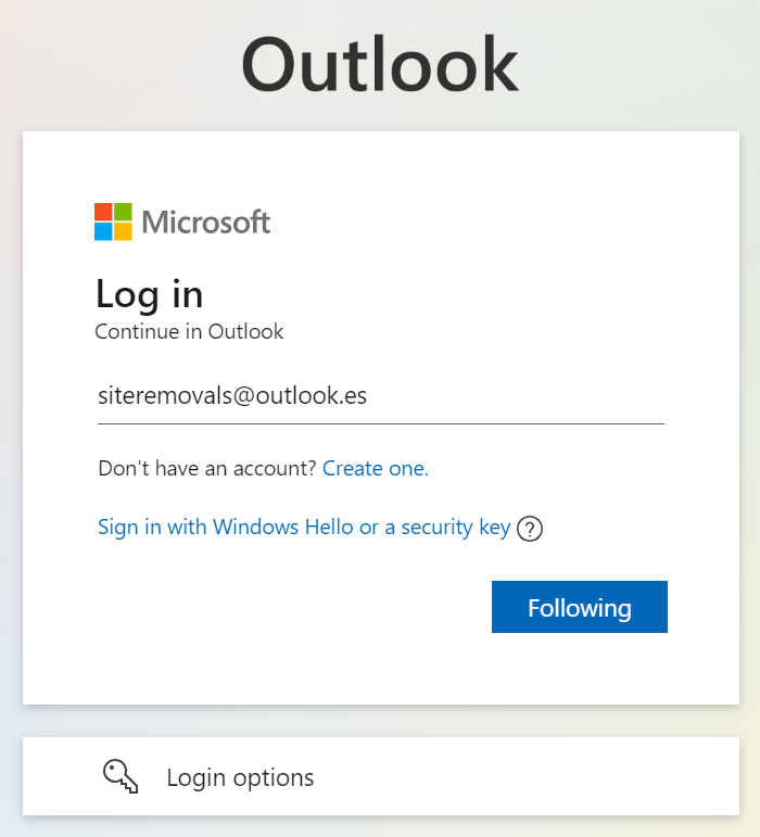Microsoft Outlook log in