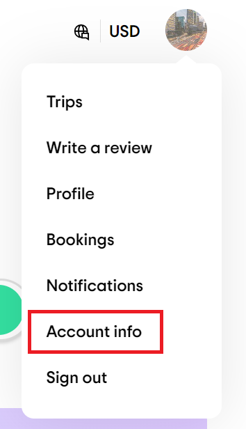Tripadvisor account info link