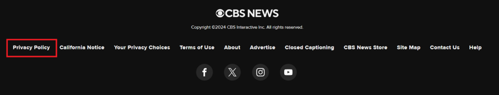 CBS News footer - Privacy Policy link