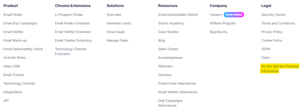 Snov footer