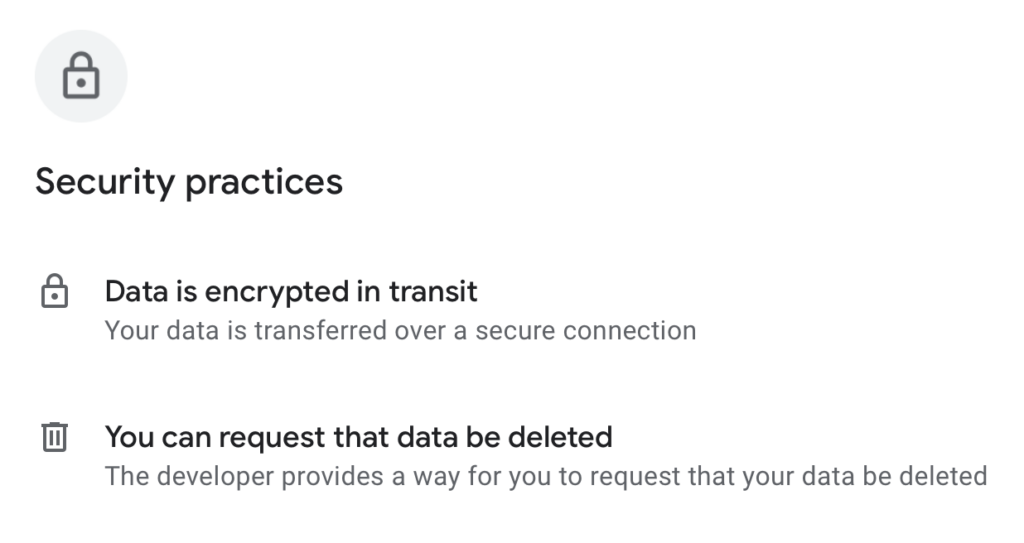 StubHub security practices according to its Google Play page