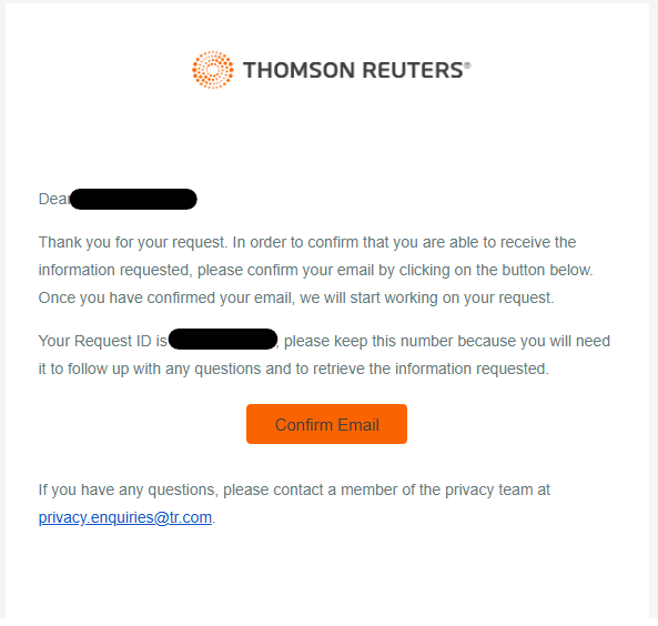 ThompsonReuters email confirmation link