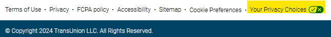 TransUnion footer and "Your Privacy Choices" link