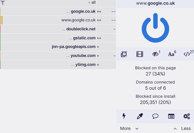 uBlock origin in action