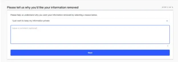 Opt out process for Whitepages
