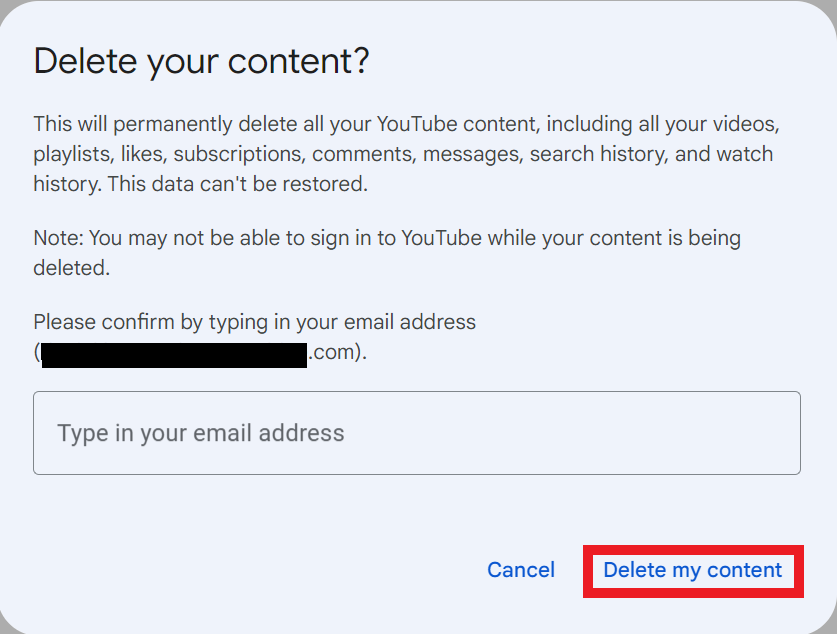 Delete your content? page