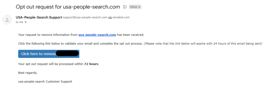 USA People Search email confirmation link