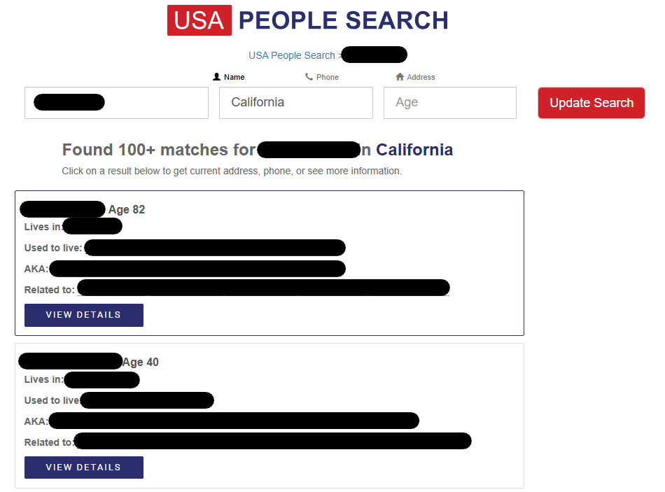 USA People Search results