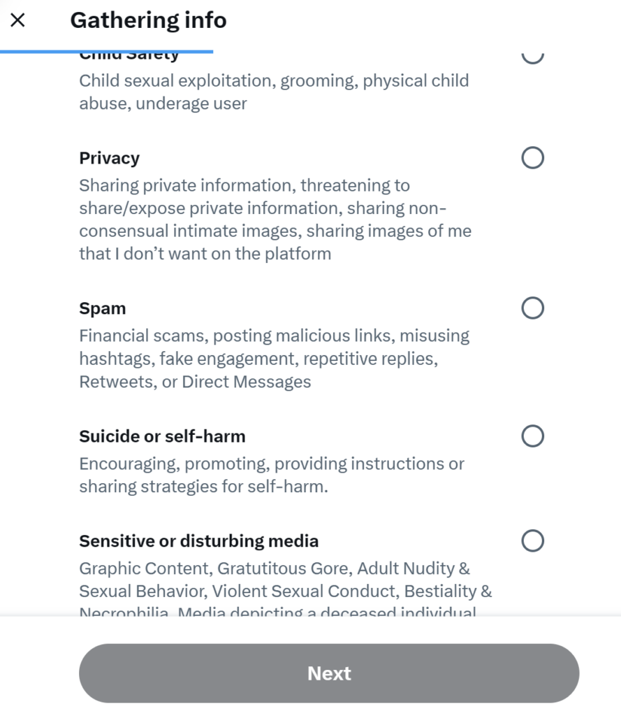 Report post on X